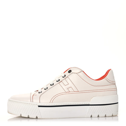 Hermes Calfskin Womens Voltage Sneakers 39 White Orange 1 of 13