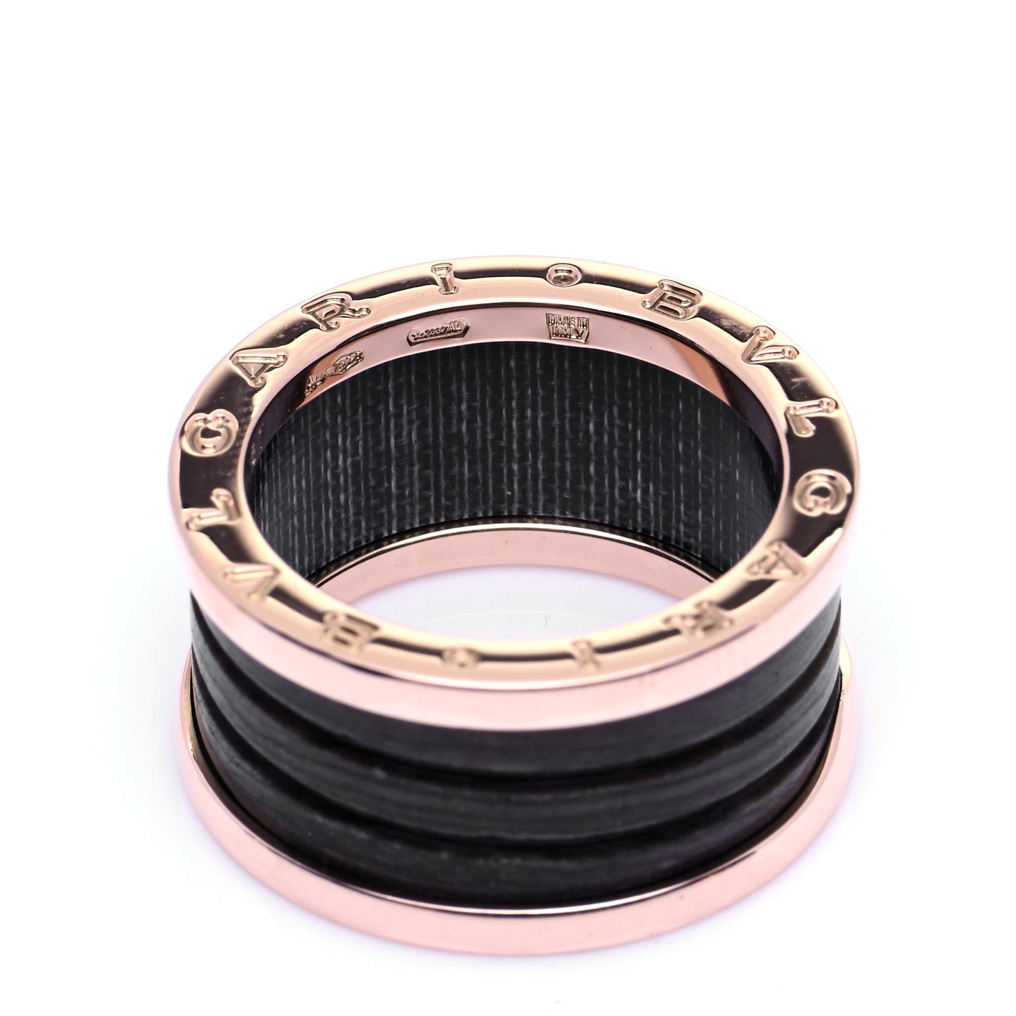 18K Rose Gold Brown Marble B.Zero1 Four-Band Ring 57 8