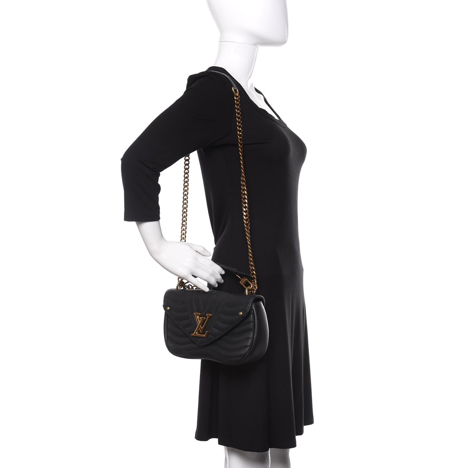 Louis Vuitton Calfskin New Wave Chain MM Black 2 of 11