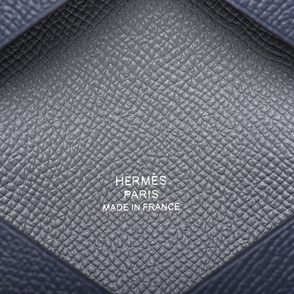 Hermes Epsom Verso Calvi Card Case Bleu Indigo Vert Amande 5 of 9