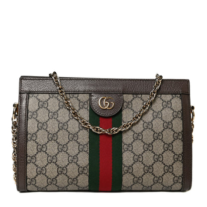 Gucci GG Supreme Monogram Web Small Ophidia Chain Shoulder Bag Brown 1 of 11
