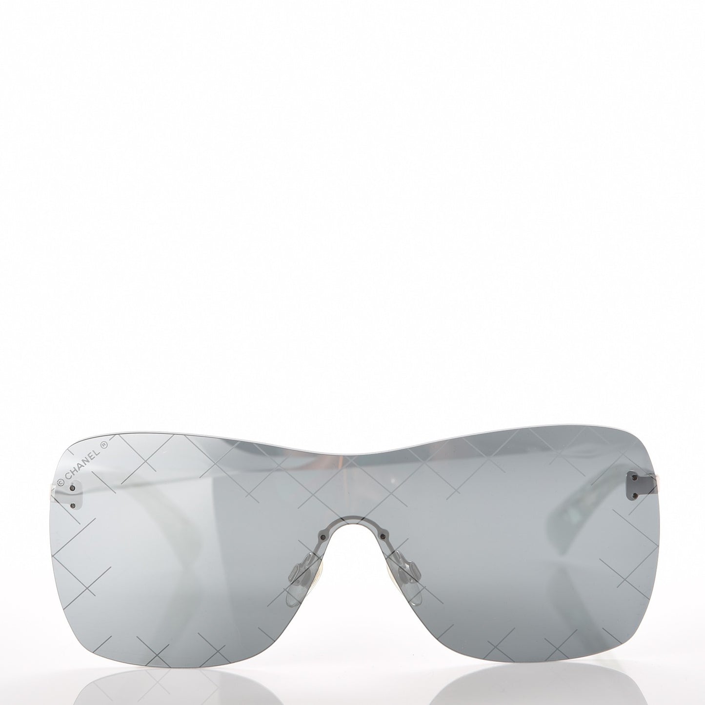 Shield Runway Sunglasses 4215 Silver Blue Mirror