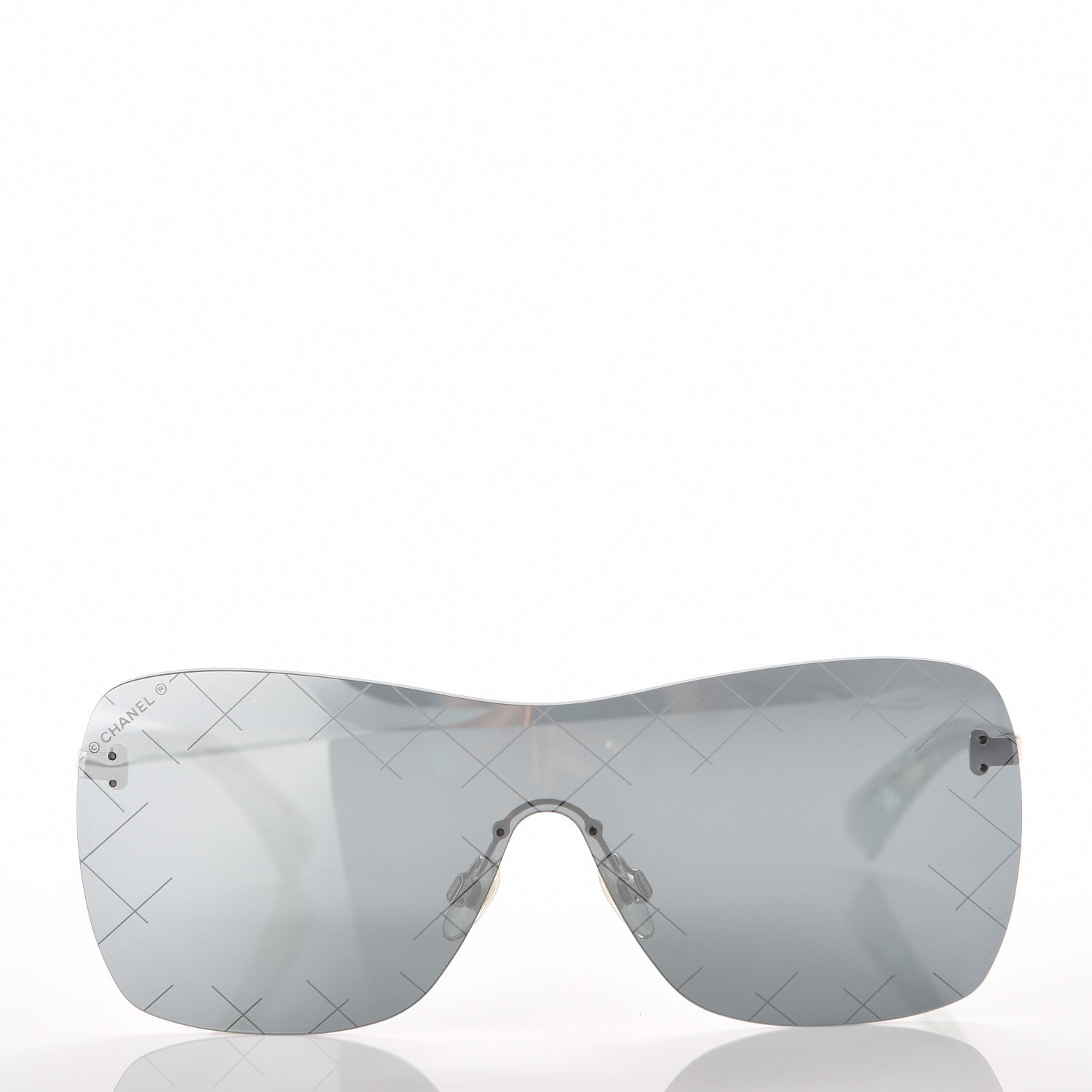 Chanel Shield Runway Sunglasses 4215 Silver Blue Mirror 2 of 7