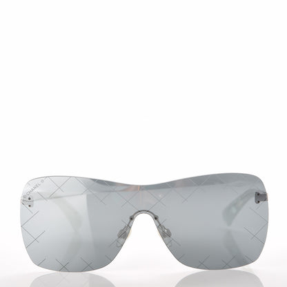 Chanel Shield Runway Sunglasses 4215 Silver Blue Mirror 2 of 7