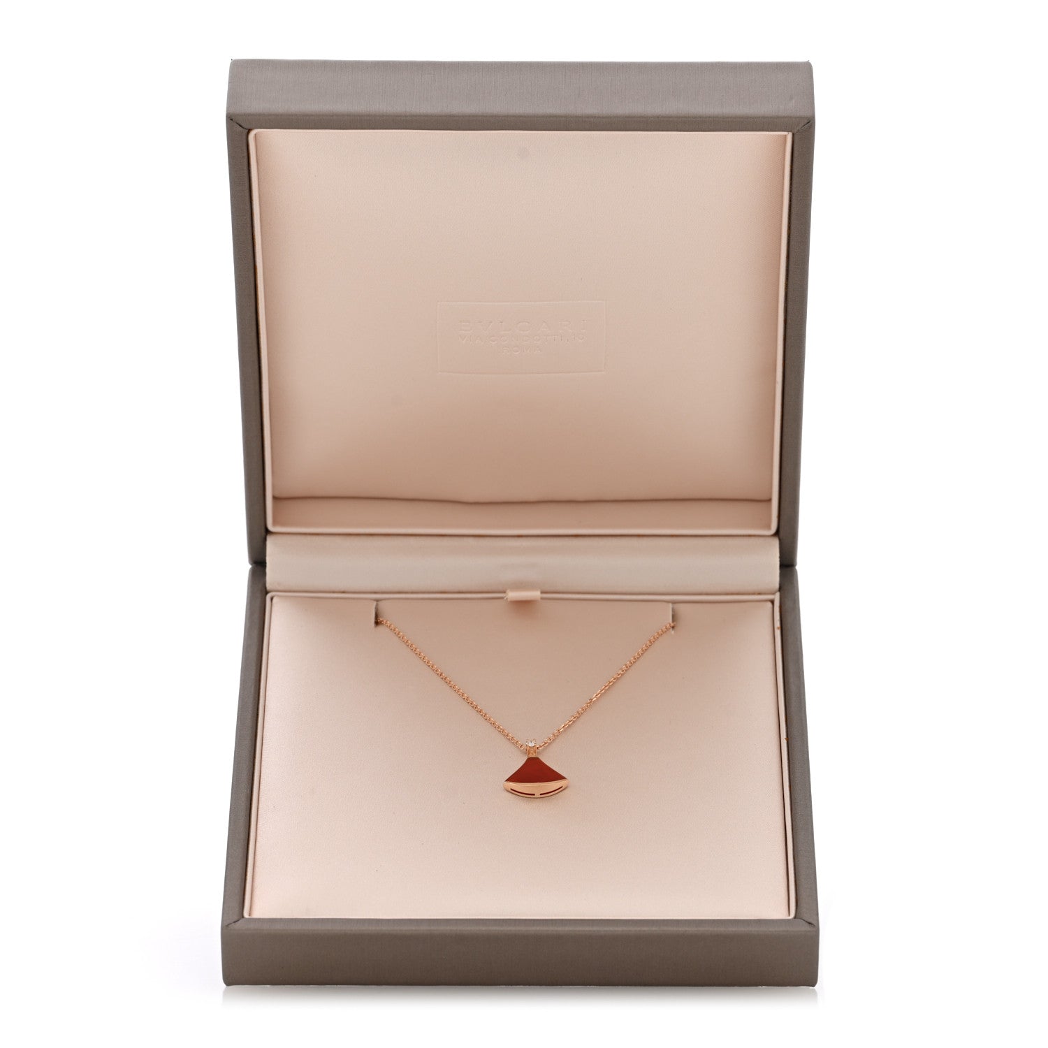 Bulgari 18K Rose Gold Diamond Carnelian Divas' Dream Pendant Necklace 5 of 5