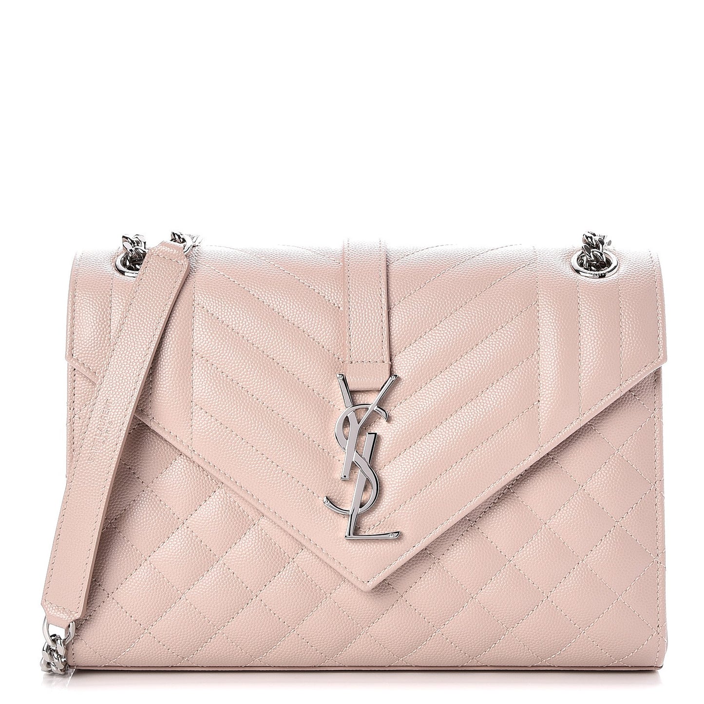 Grain De Poudre Textured Mixed Matelasse Medium Triquilt Monogram Satchel Marble Pink