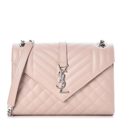 Saint Laurent Grain De Poudre Textured Mixed Matelasse Medium Triquilt Monogram Satchel Marble Pink 1 of 8