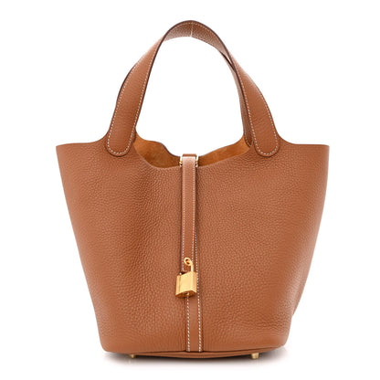 Hermes Taurillon Clemence Picotin Lock 22 MM Gold 1 of 11