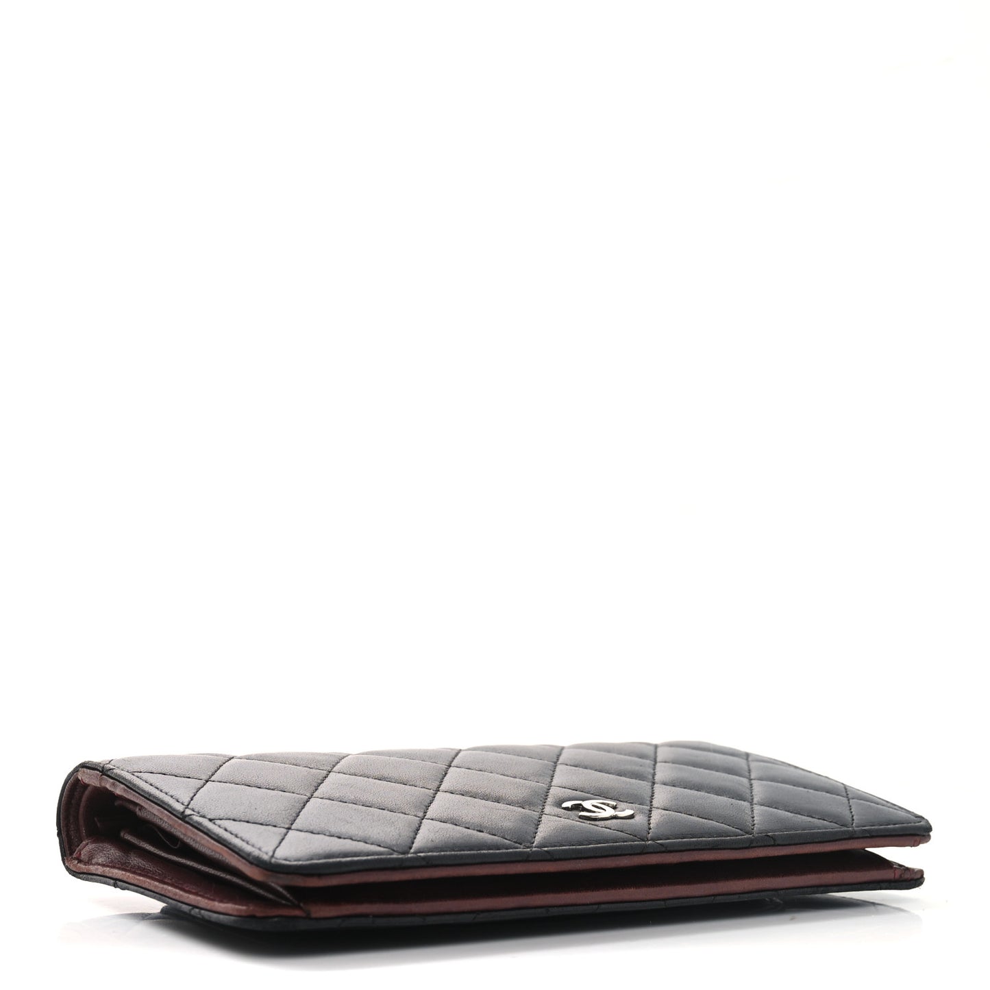 Lambskin Quilted Yen Wallet Black