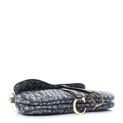 Christian Dior Monogram Double Saddle Bag Navy Blue 4 of 9