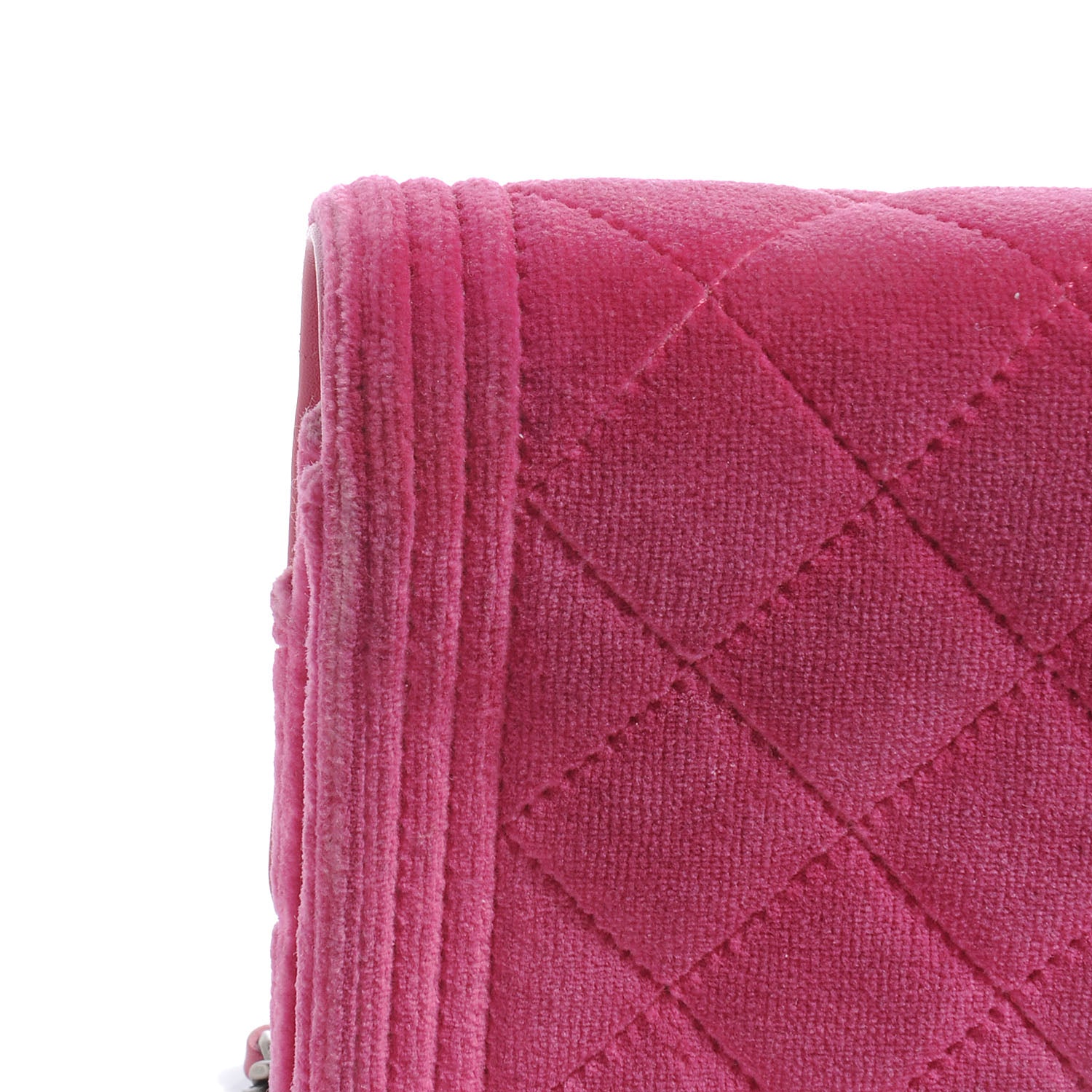 Chanel Velvet Quilted Boy Wallet On Chain Fuchsia 7 of 11