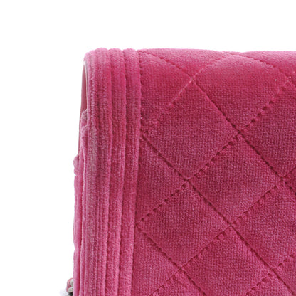 Chanel Velvet Quilted Boy Wallet On Chain Fuchsia 7 of 11
