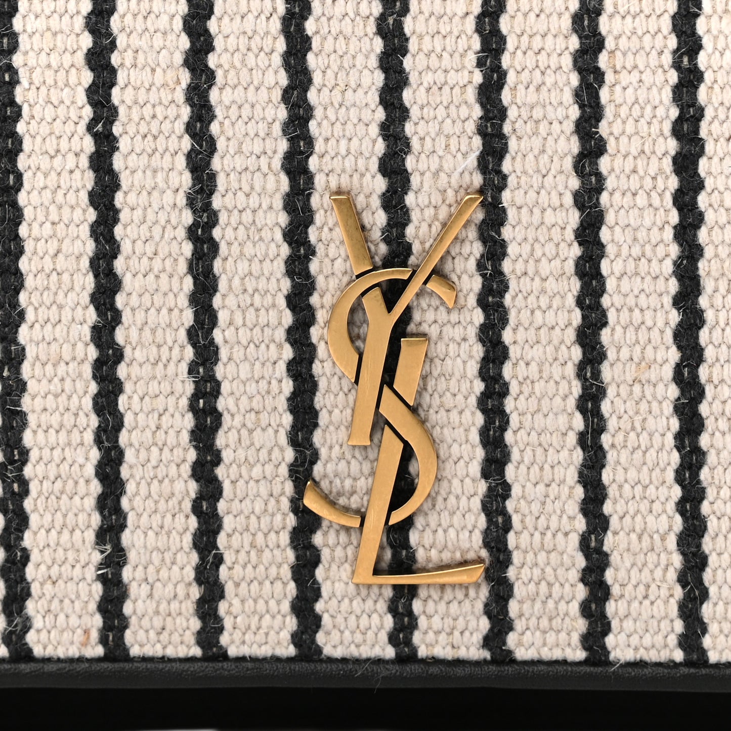 Canvas Striped Phone Holder Crossbody Beige Black