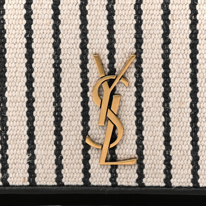 Saint Laurent Canvas Striped Phone Holder Crossbody Beige Black 6 of 8