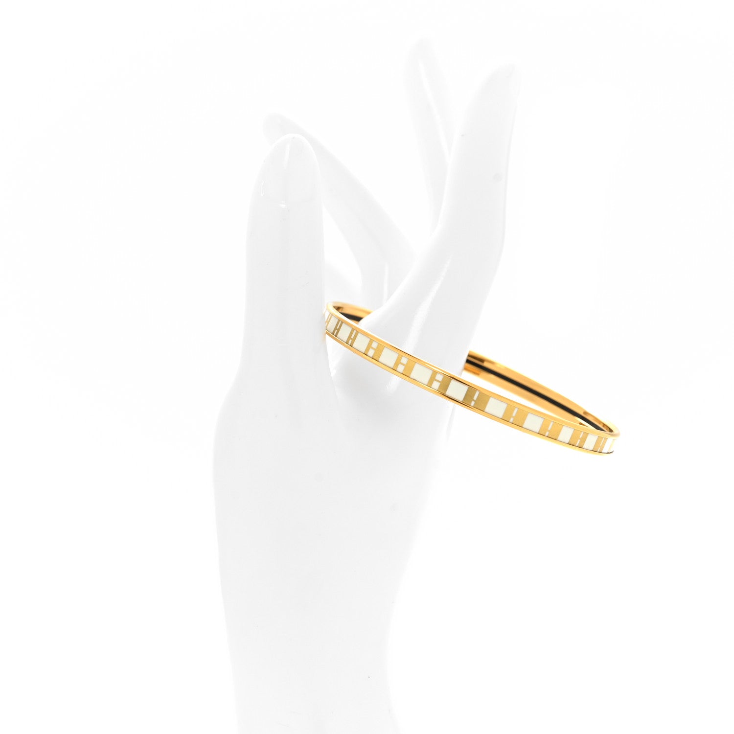 Hermes Enamel Printed Extra Narrow OP'H Bracelet 70 Jaune D'Or White 2 of 6