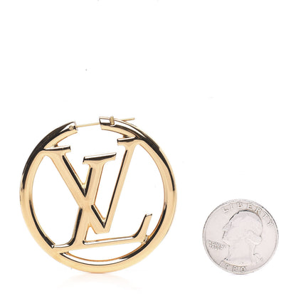 Louis Vuitton Metal Louise Hoop Earrings Gold 3 of 4