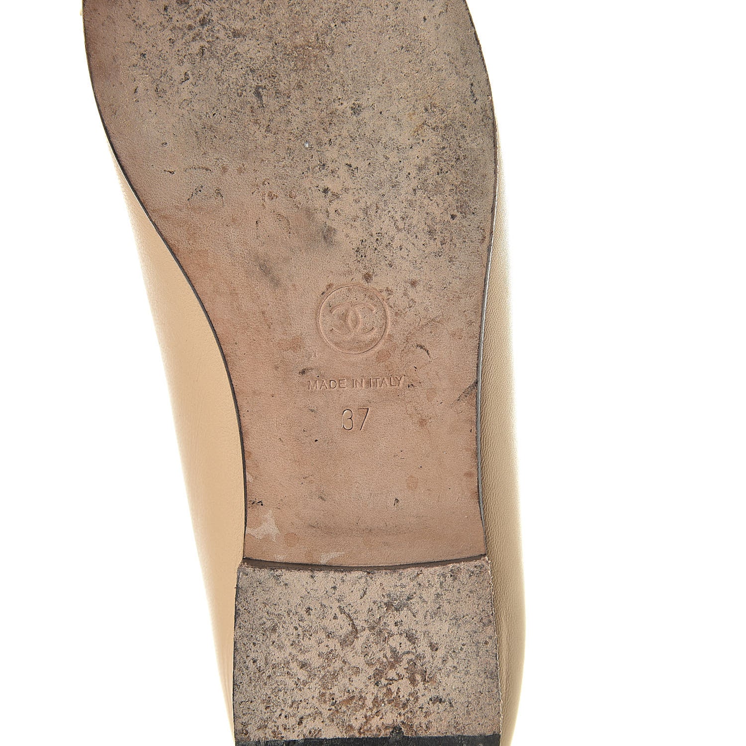 Chanel Lambskin Cap Toe CC Ballerina Flats 37 Beige Black 7 of 13