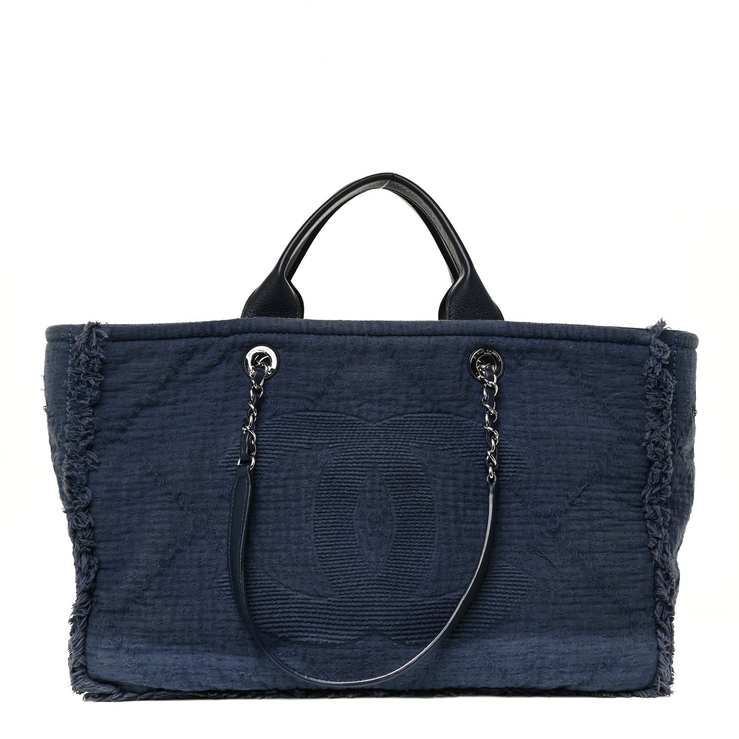 Chanel Canvas Large Double Face Shopping Tote Navy 1 of 18