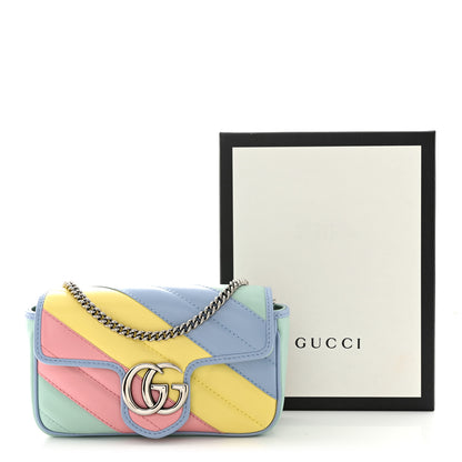 Gucci Calfskin Matelasse Diagonal Super Mini GG Marmont Shoulder Bag Multicolor Pastel 11 of 11