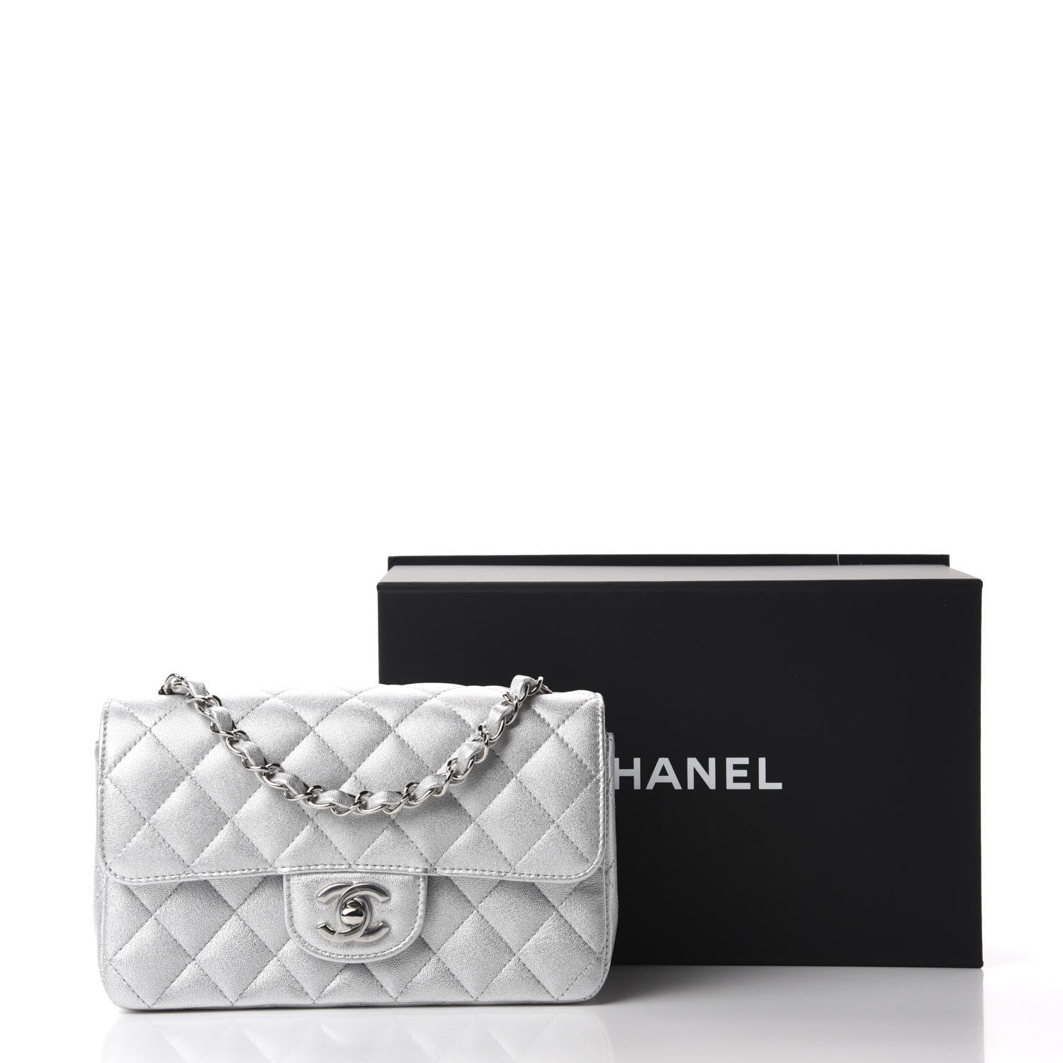 Chanel Metallic Lambskin Quilted Mini Rectangular Flap Silver 11 of 11
