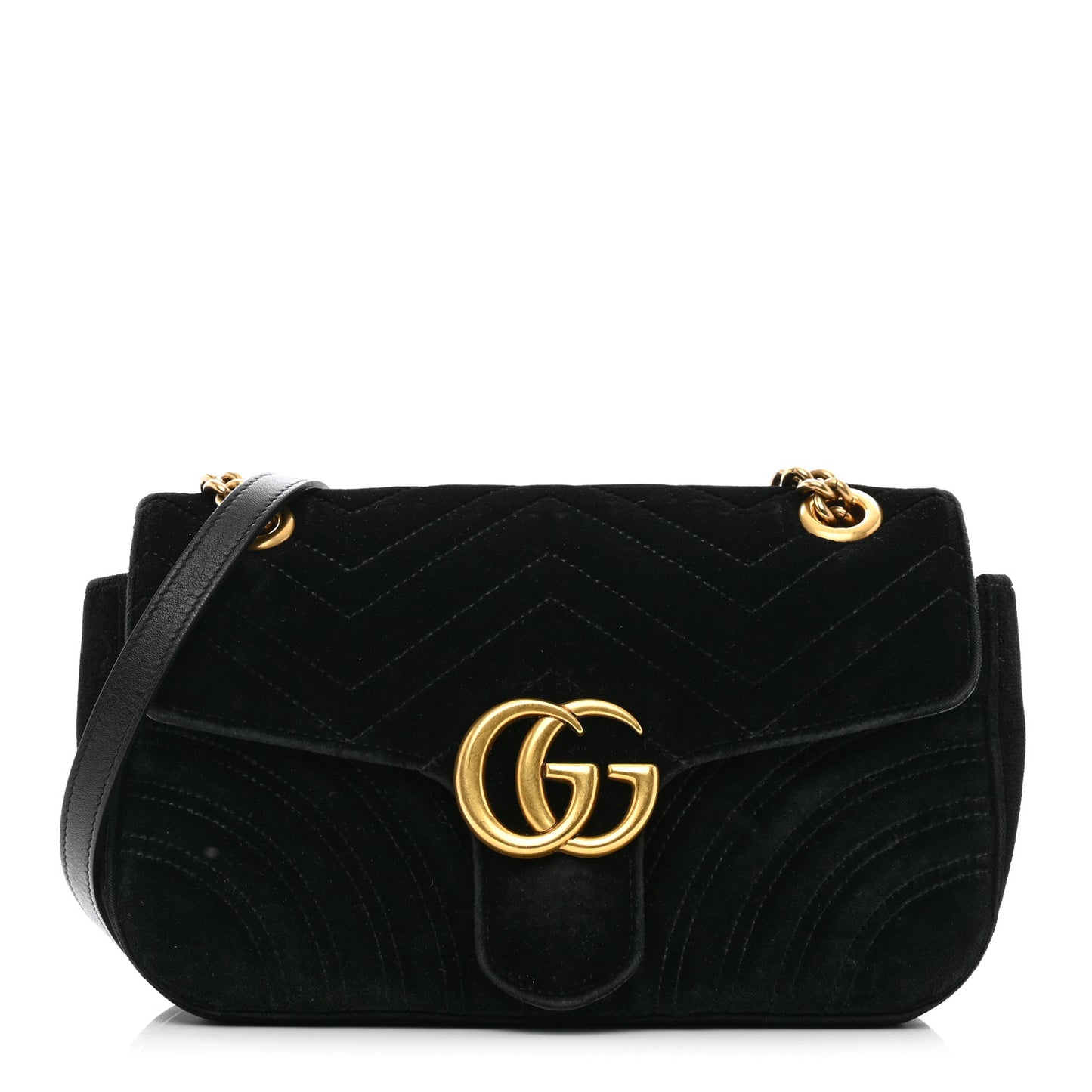 Velvet Matelasse Small GG Marmont Shoulder Bag Black