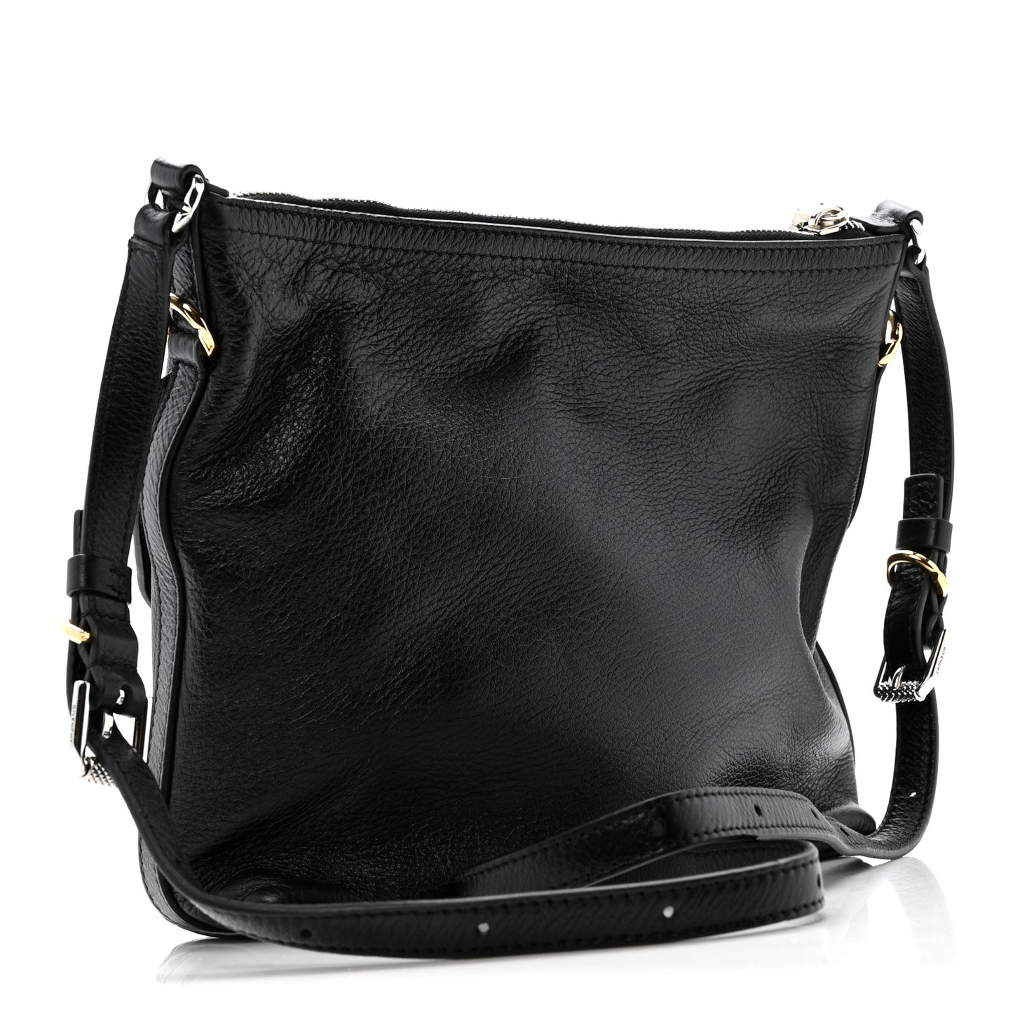 Crinkled Calfskin Small Voyou Bag Black