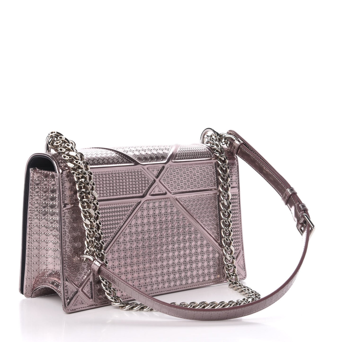 Metallic Patent Micro-Cannage Medium Diorama Flap Bag Hyper Pink
