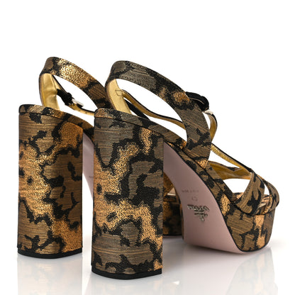 Prada Jacquard Lurex Platform Pumps 40 Gold 5 of 9