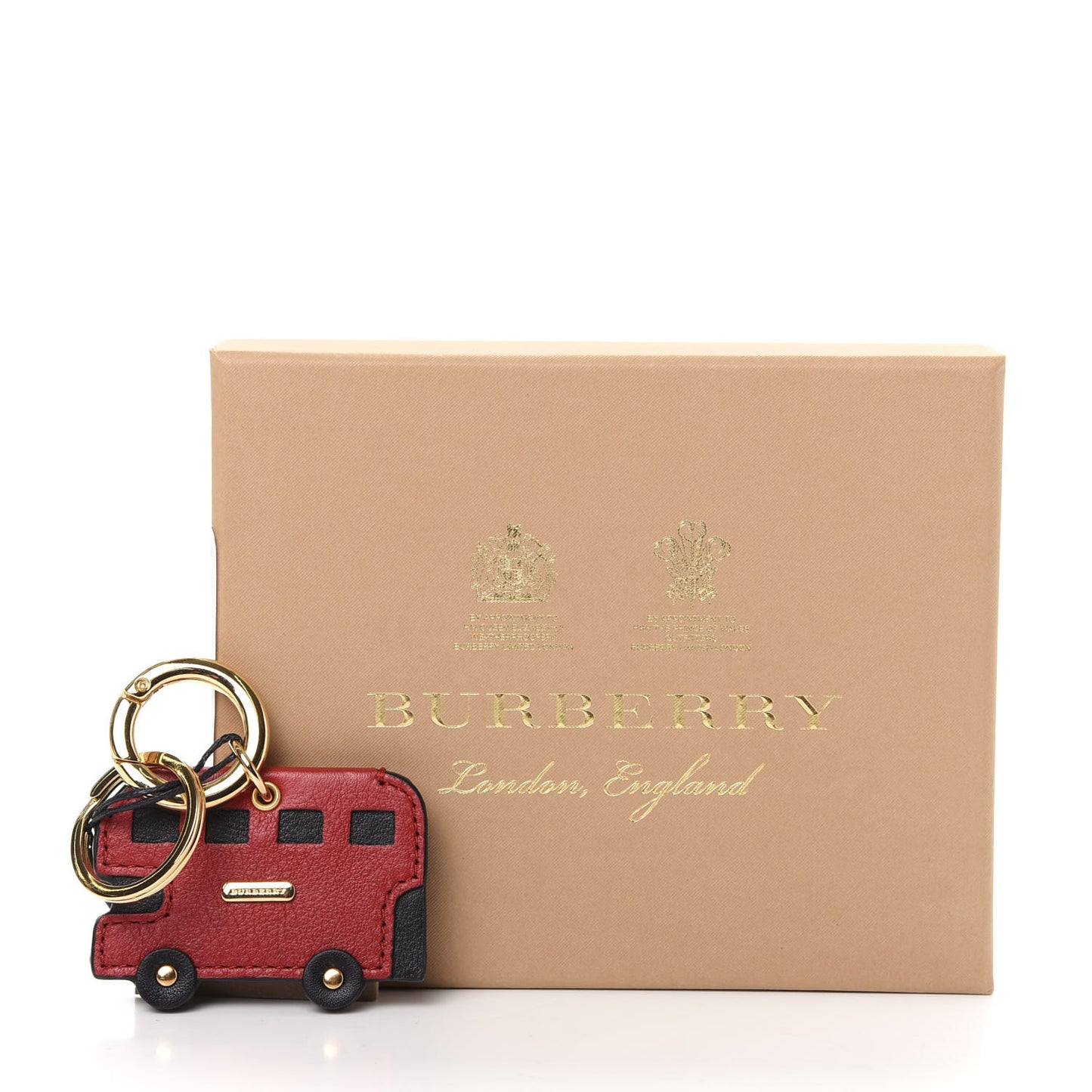 Calfskin London Bus Key Charm Parade Red