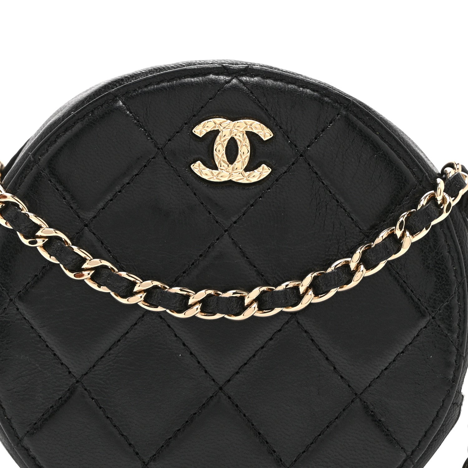 Chanel Calfskin Round Clutch With Chain Black 8 of 10