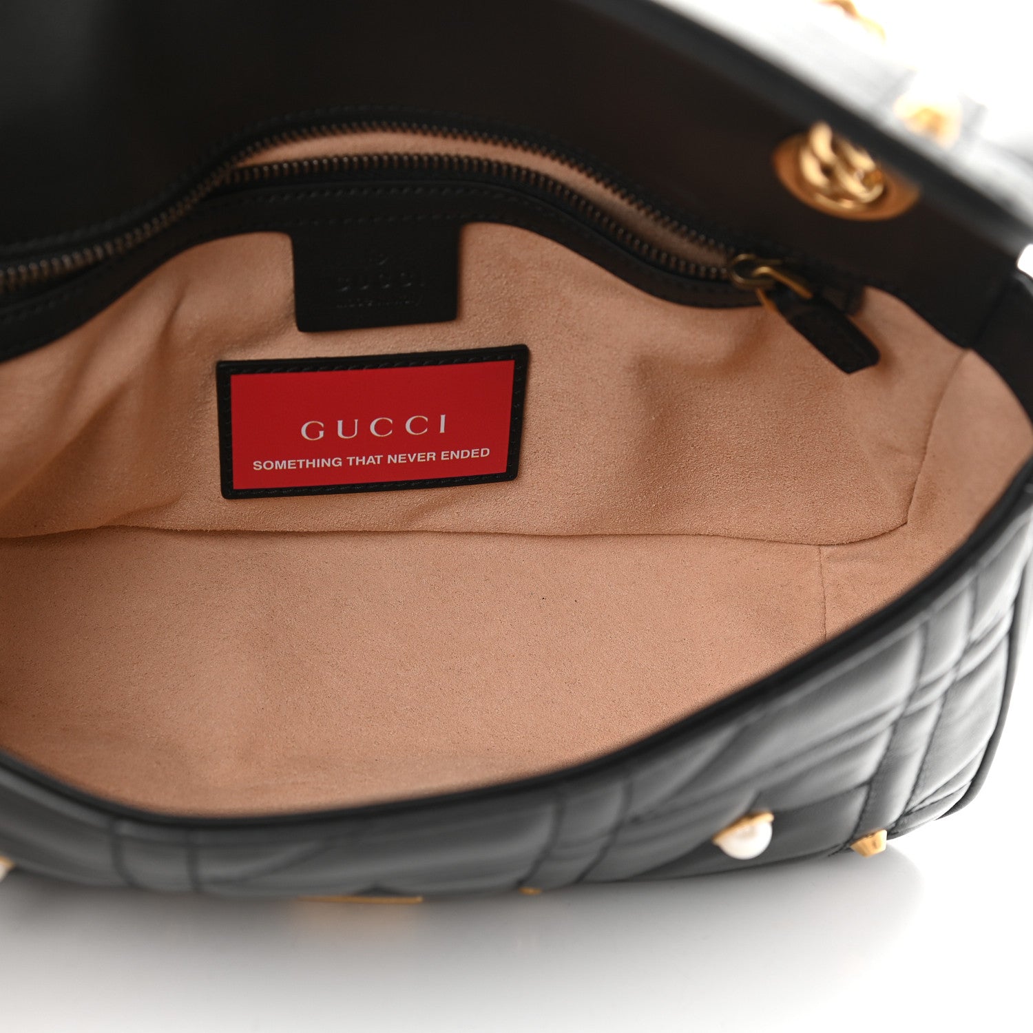 Gucci Calfskin Matelasse Studded Small Pearly GG Marmont Shoulder Bag Black 5 of 10