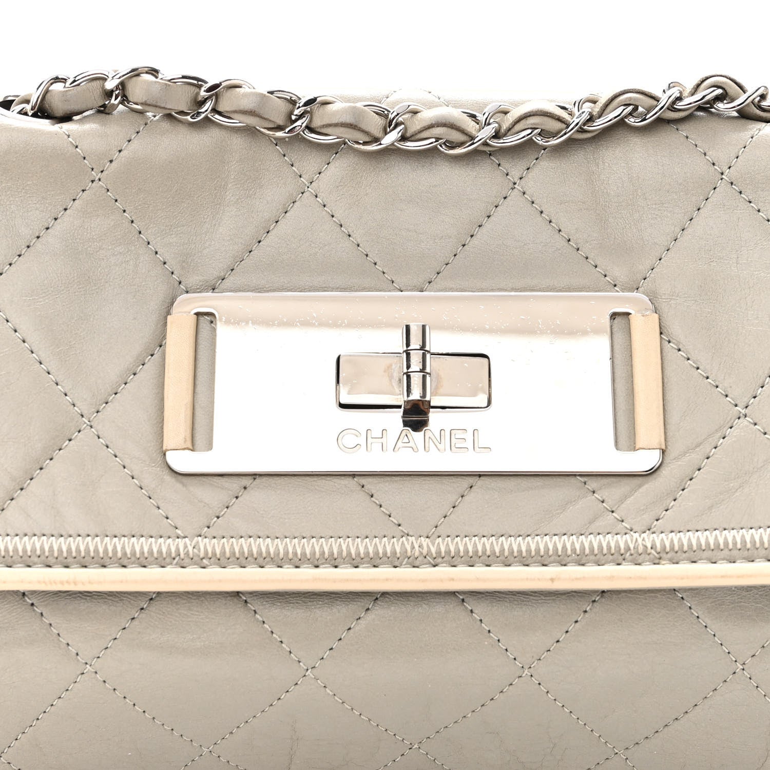 Chanel Lambskin East West Mademoiselle Flap Grey 8 of 10