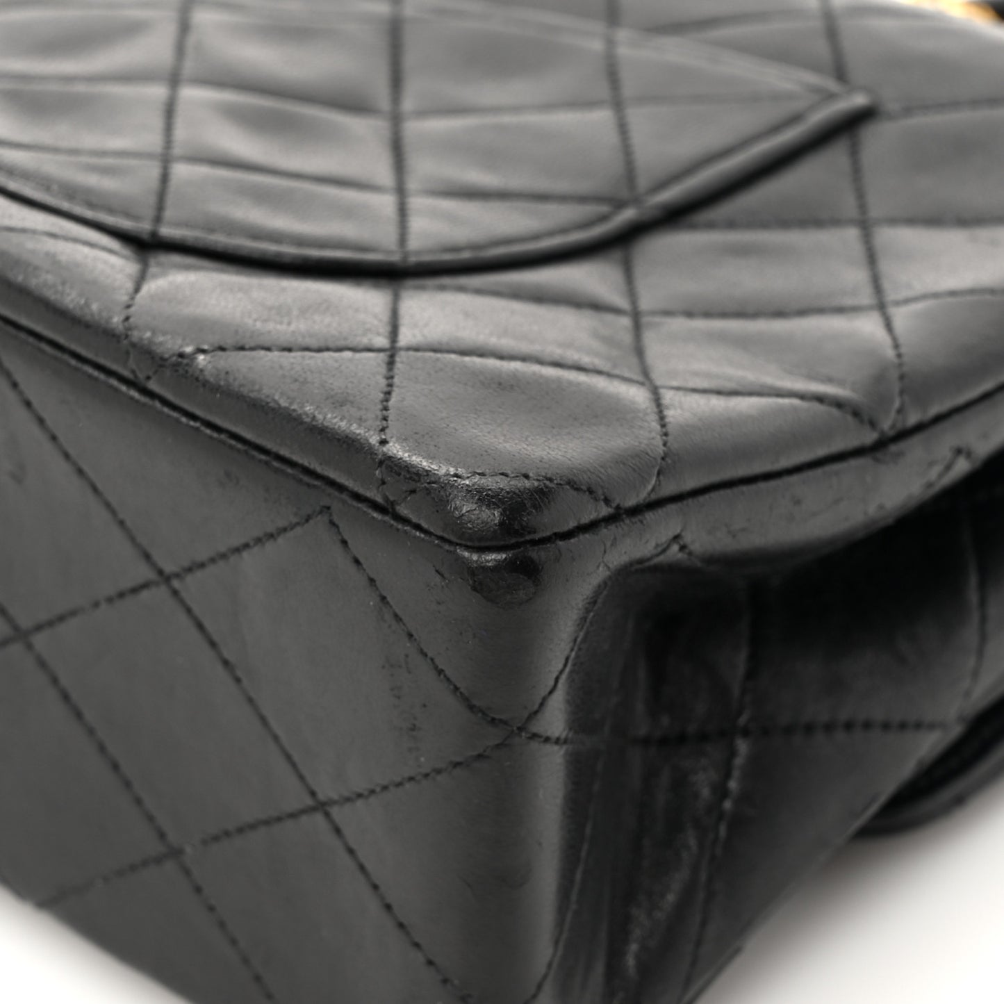 Lambskin Quilted Medium Double Flap Black