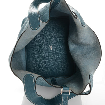 Hermes Taurillon Clemence Picotin Lock 22 MM Blue Jean 5 of 7