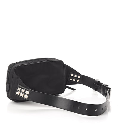 Prada Tessuto Nylon Calfskin Studded Belt Bag Black 2 of 8