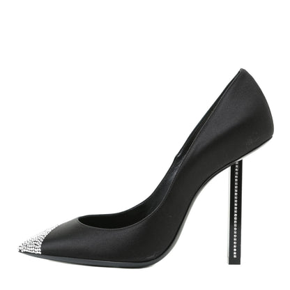 Saint Laurent Satin Crystal Embellished Tower 110 Pump 37.5 Black 2 of 20