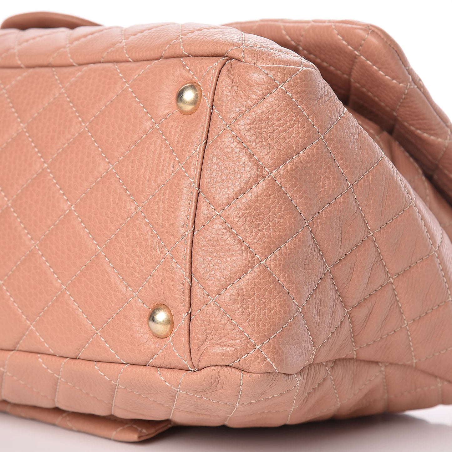 Calfskin Quilted XXL Travel Flap Bag Pink
