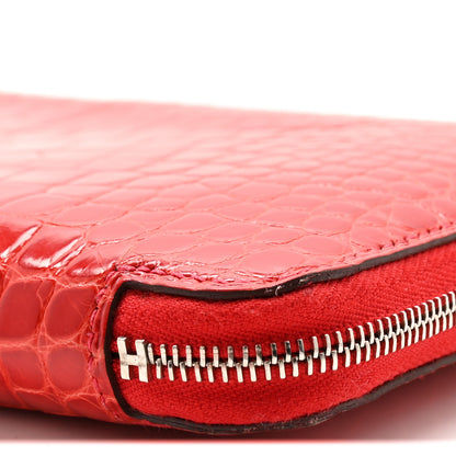 Hermes Shiny Alligator Azap Wallet Geranium 8 of 15