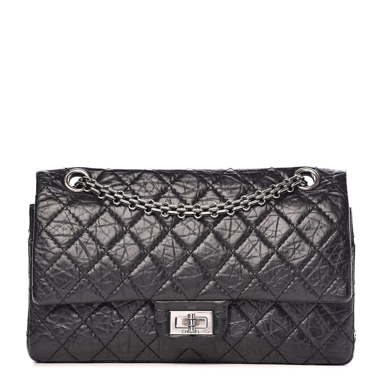 Aged Calfskin Quilted 2.55 Reissue 225 Flap Black
