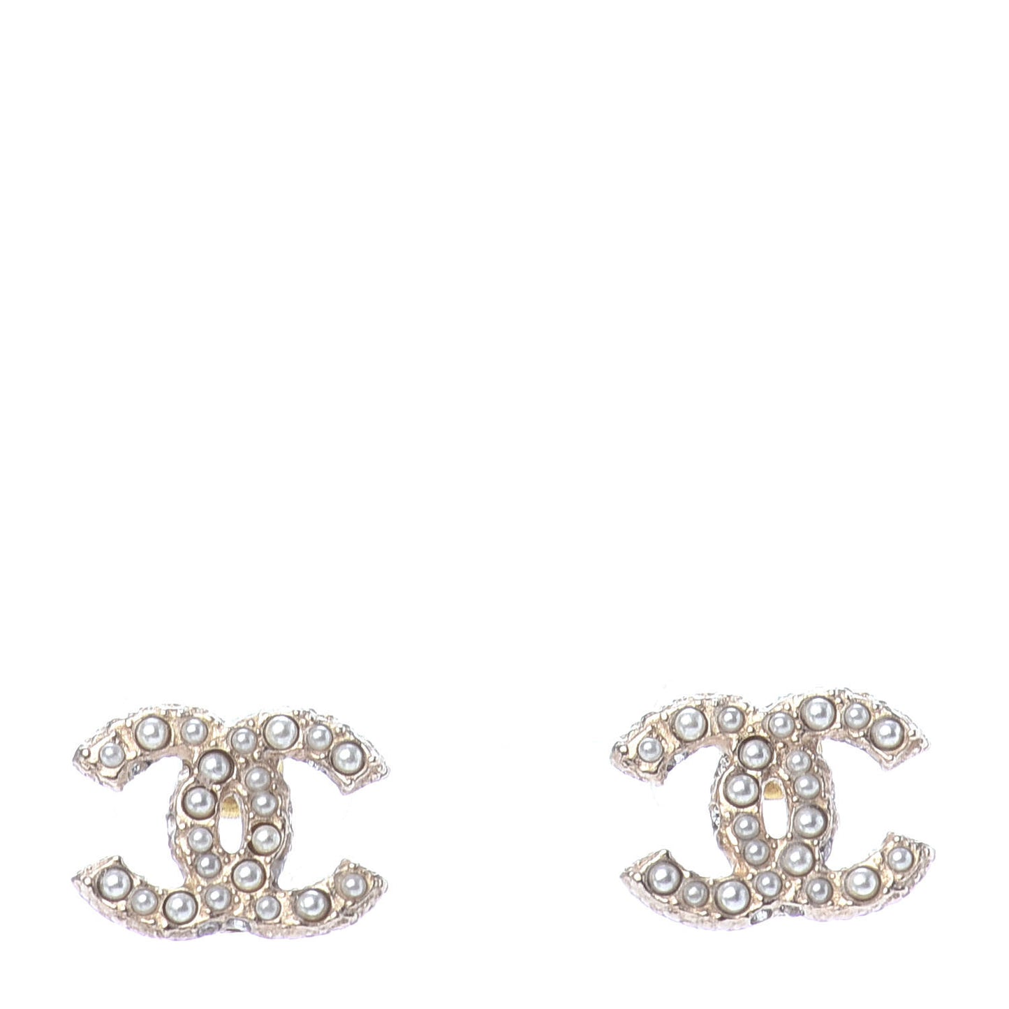 Pearl Crystal CC Earrings Light Gold