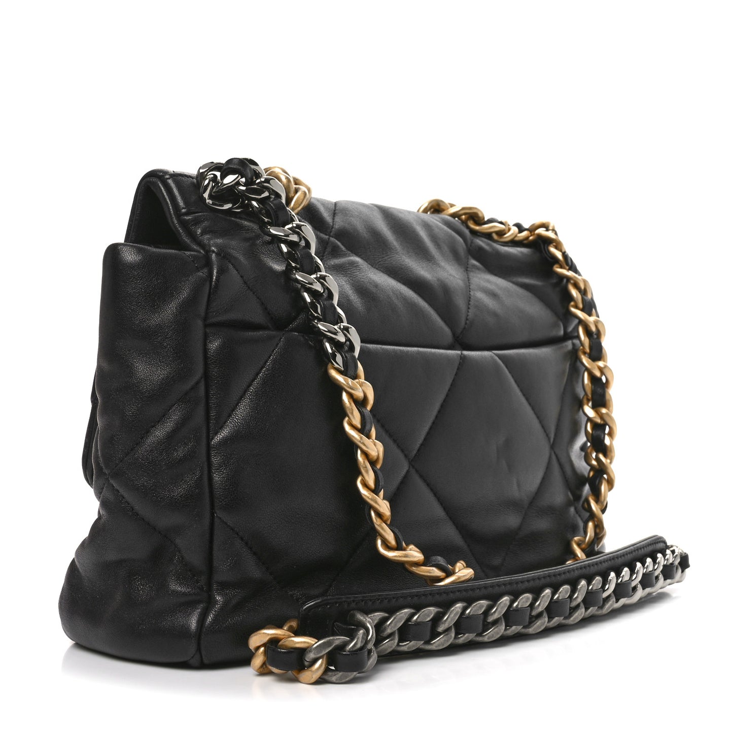 Lambskin Quilted Large Chanel 19 Flap Black