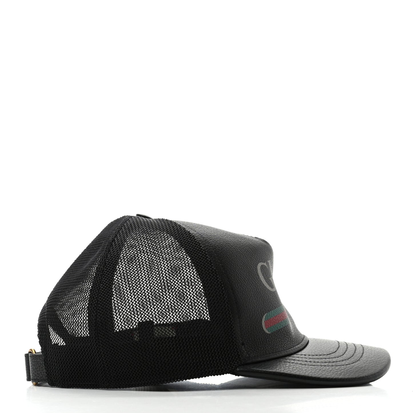Grained Calfskin Logo Baseball Hat L Black