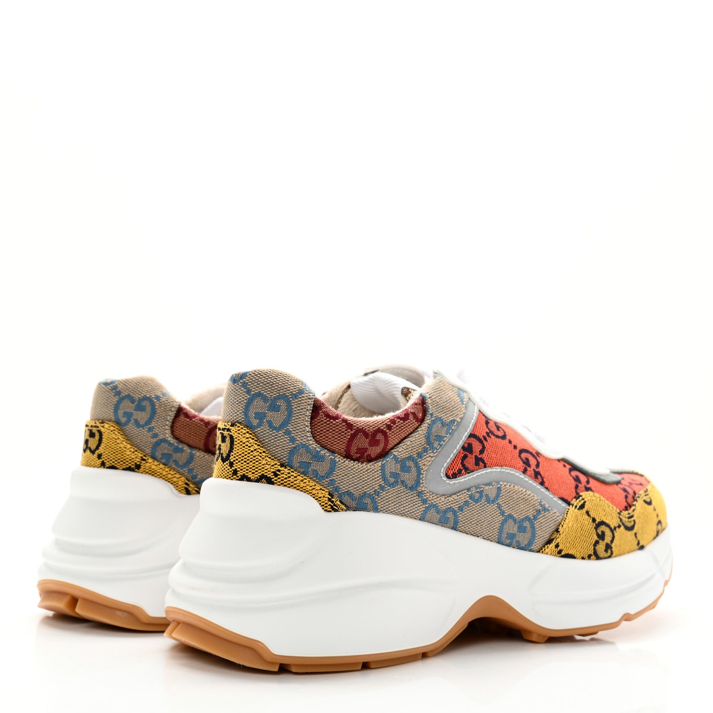 Monogram Multicolor Demetra Womens Rhyton Sneakers 36.5 Yellow Blue Great White Tabasco