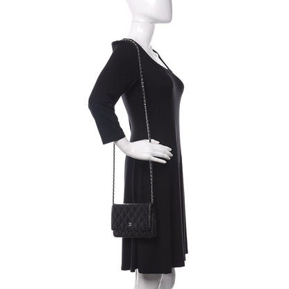 Chanel Lambskin Quilted Wallet On Chain WOC Black 2 of 12