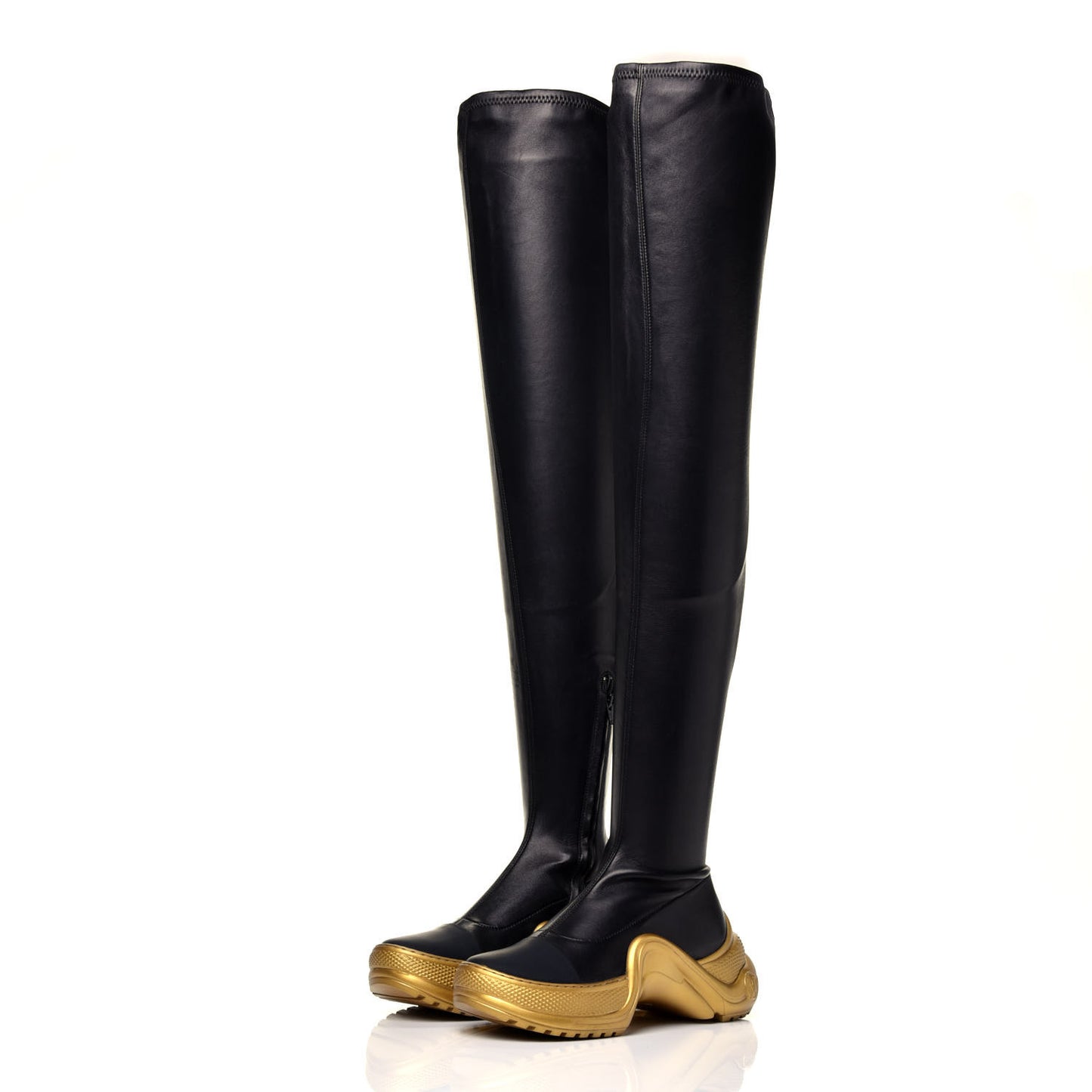 Lambskin LV Archlight Flat Thigh Boots 36 Black Gold