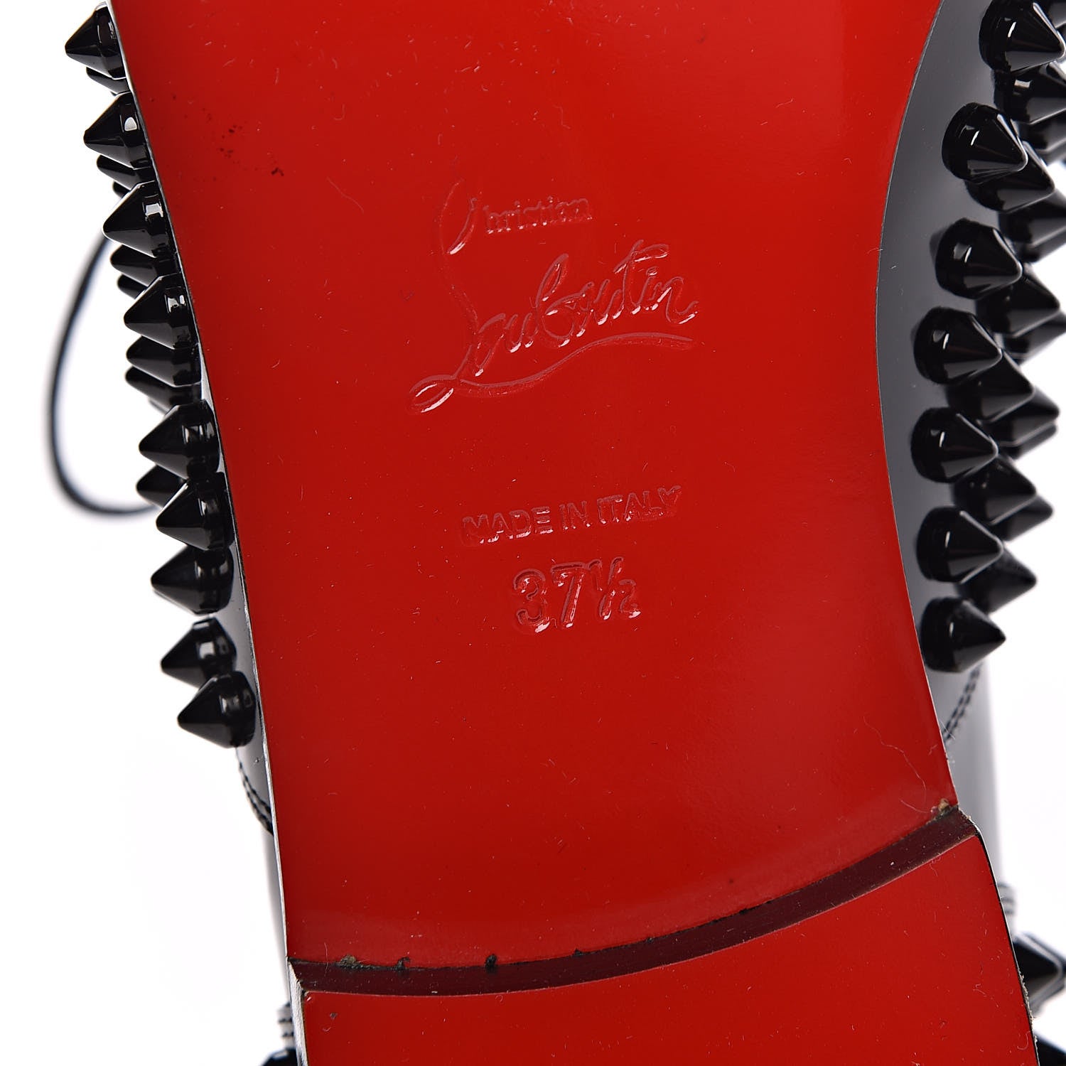 Christian Louboutin Patent Spike Freddy Flats 37.5 Black 6 of 12