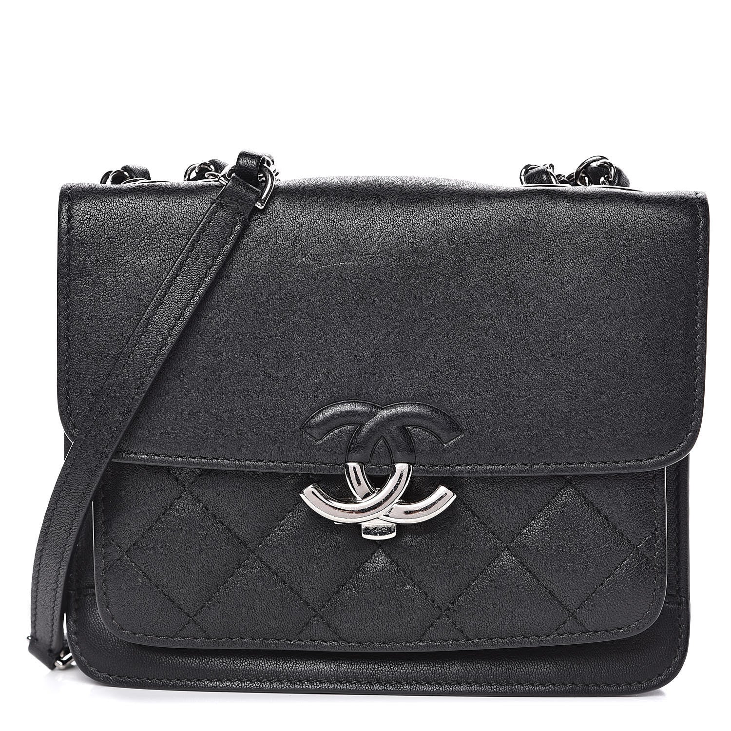 Chanel Grained Calfskin Quilted Small CC Box Flap Black 1 of 14