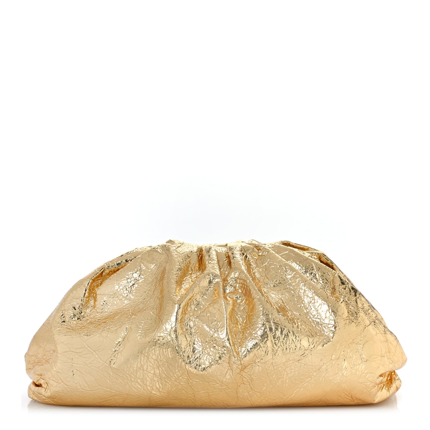 Metallic Crinkled Lambskin The Pouch Oversized Clutch Oro