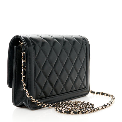 Chanel Lambskin Quilted CC Wallet On Chain WOC Black 3 of 12