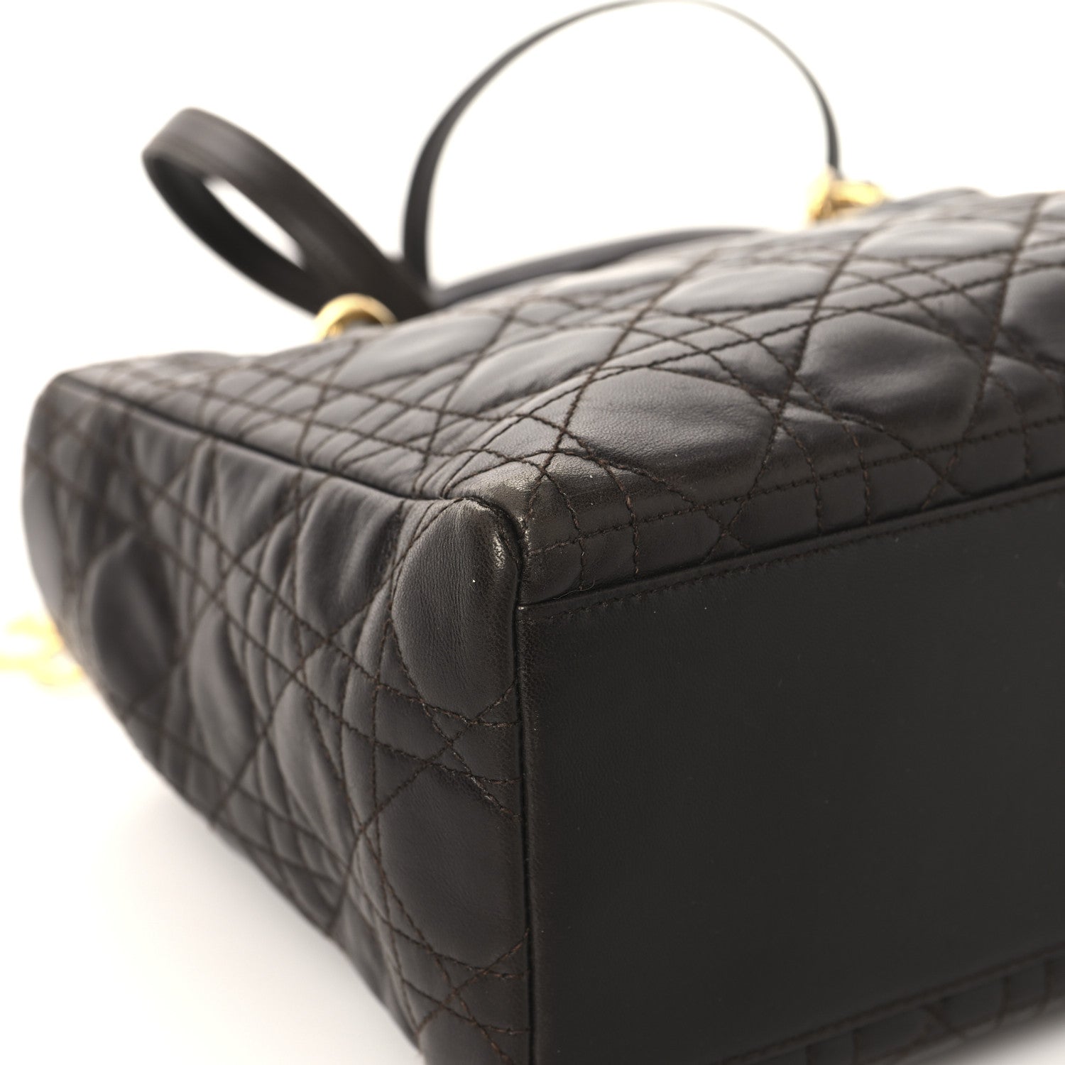 Christian Dior Lambskin Cannage Medium Lady Dior Dark Brown 11 of 14